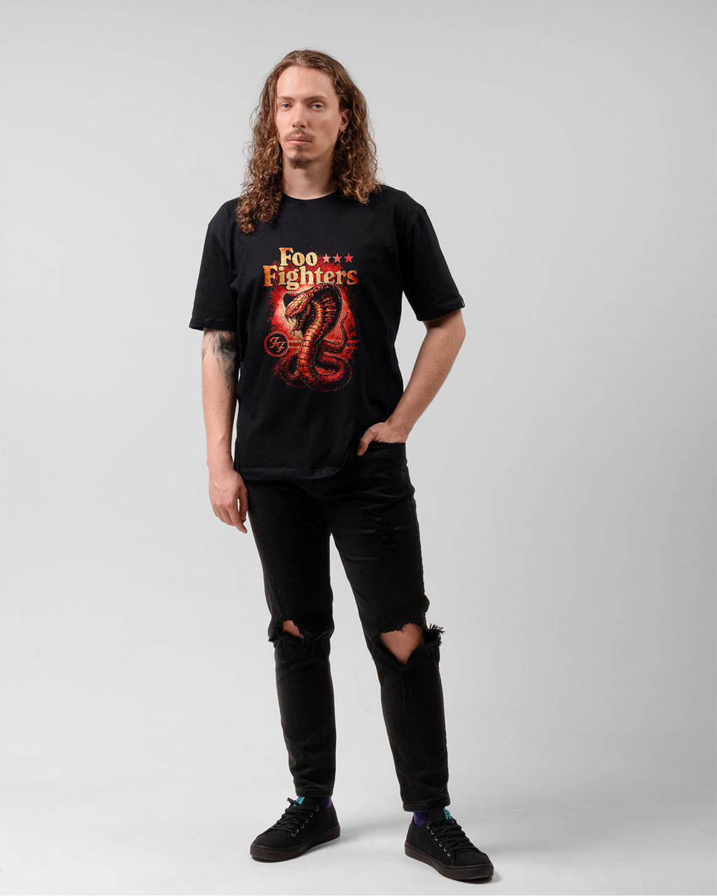 Camiseta Rock Foo Fighters Snake Estampa