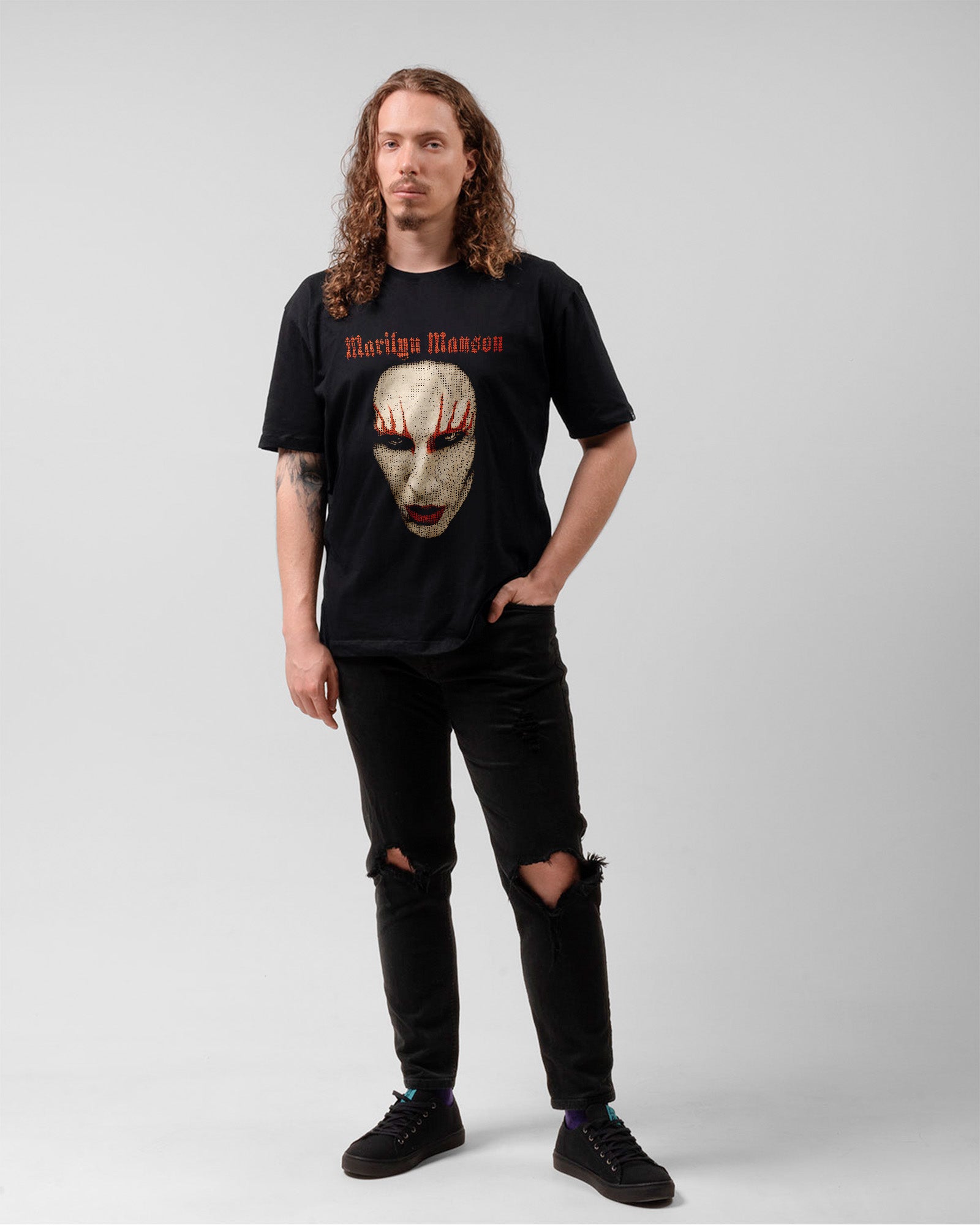 Camiseta Marilyn Manson Portrait – Camiseta Preta