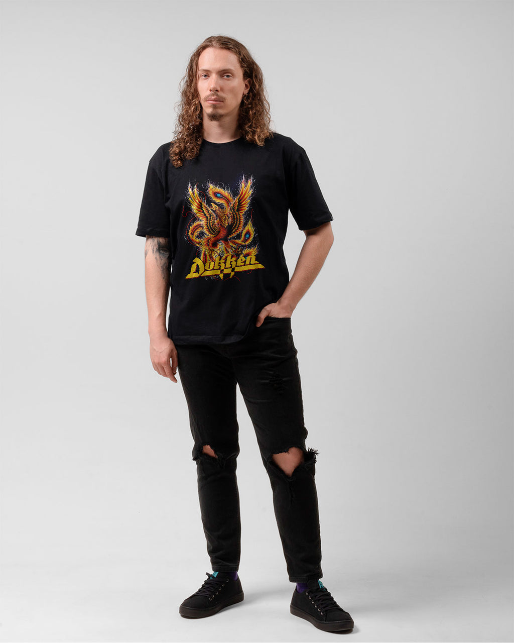 Camiseta Preta Dokken Fênix Unissex