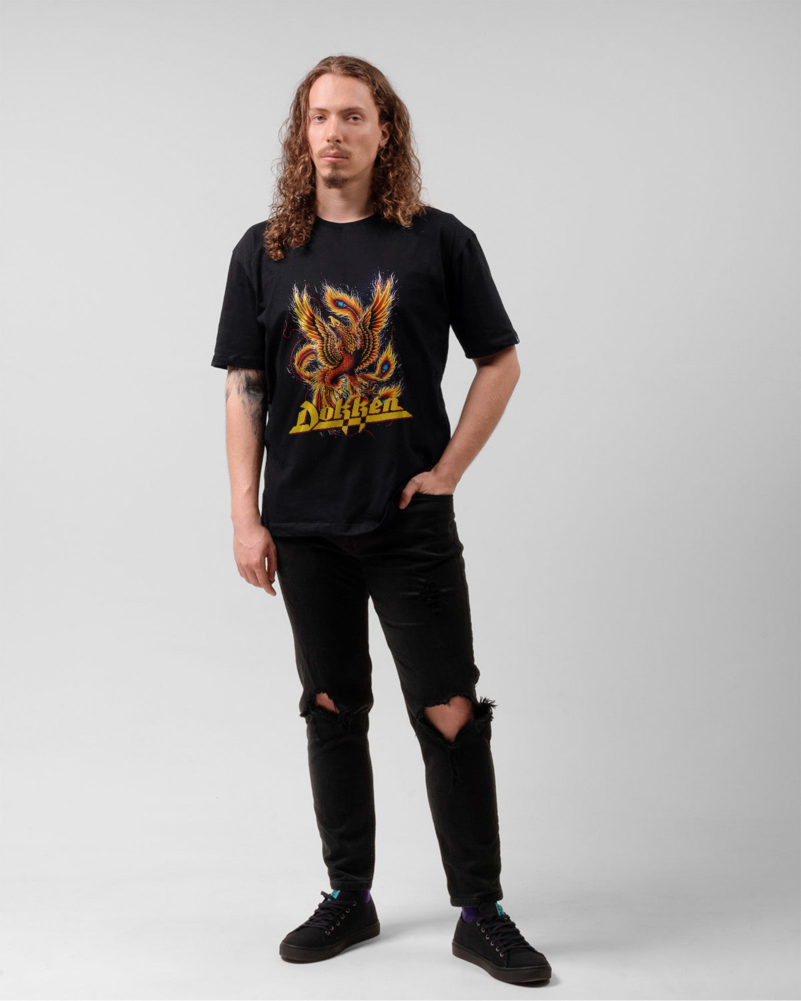 Camiseta Preta Dokken Fênix Unissex
