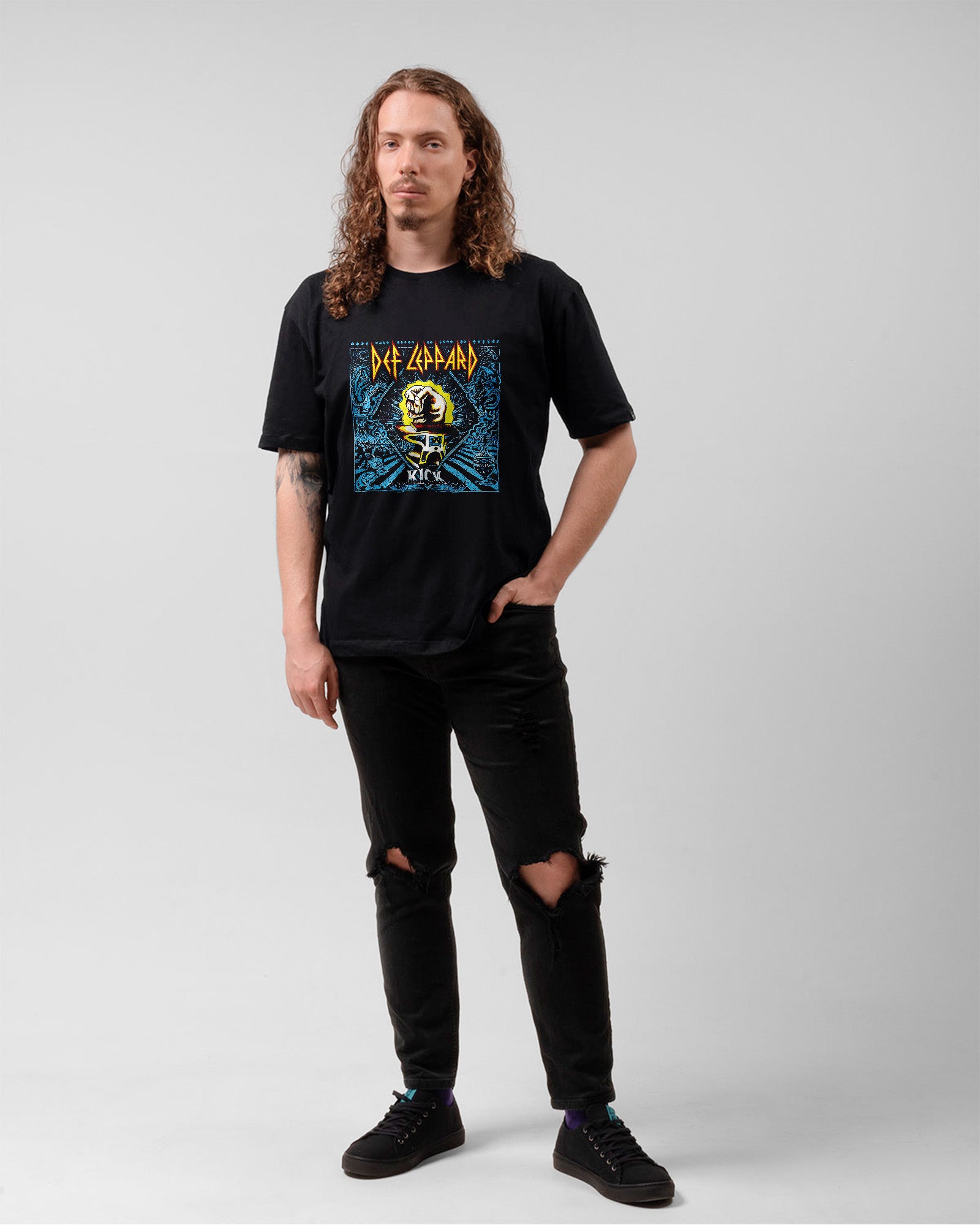 Camiseta Preta Def Leppard Album Kick Unissex