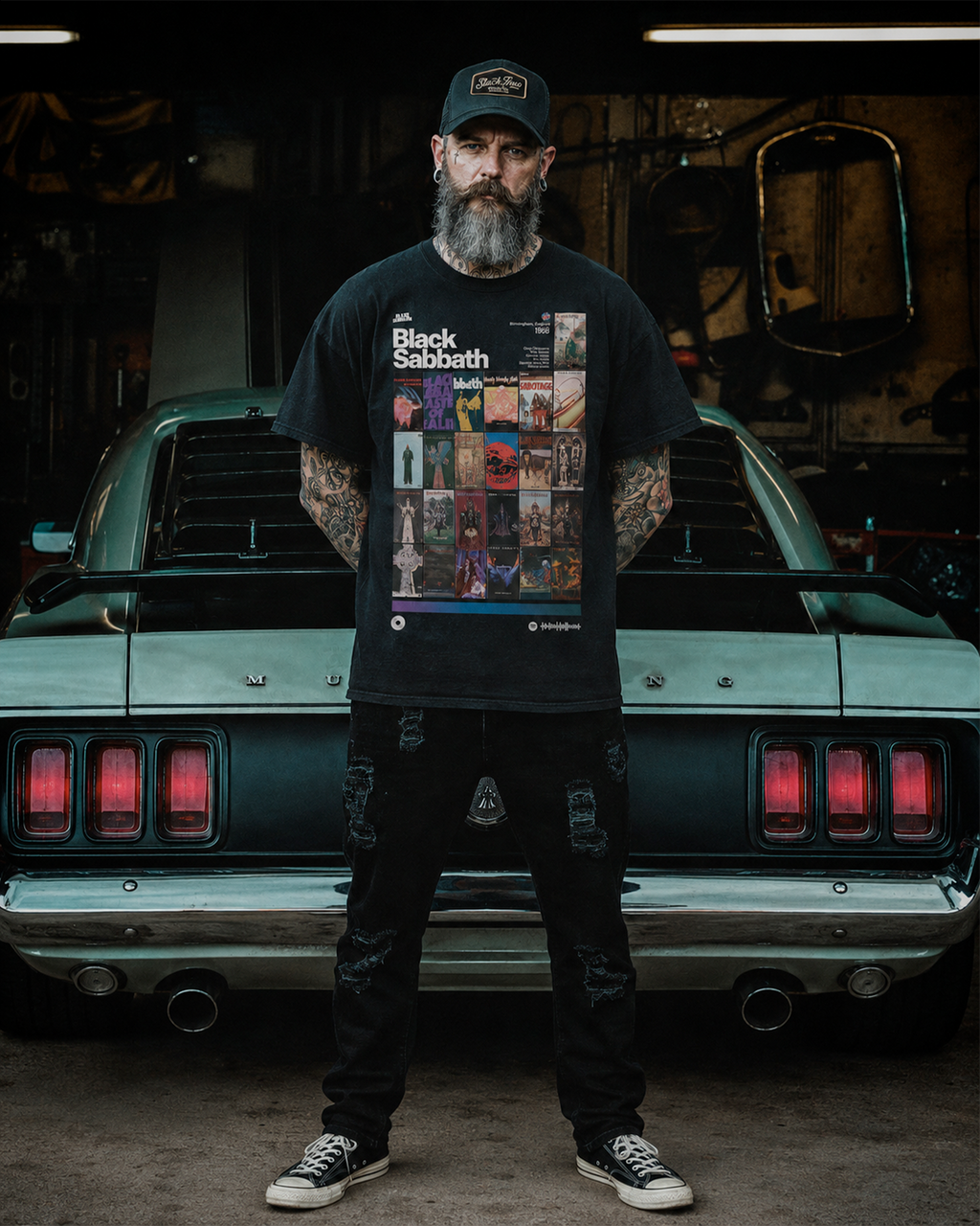 Camiseta Preta Black Sabbath Discografia