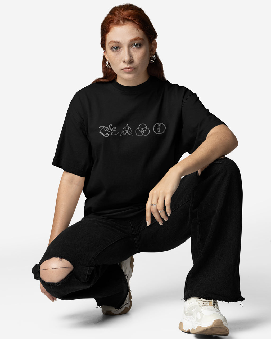 Camiseta Led Zeppelin Quatro Símbolos Branca