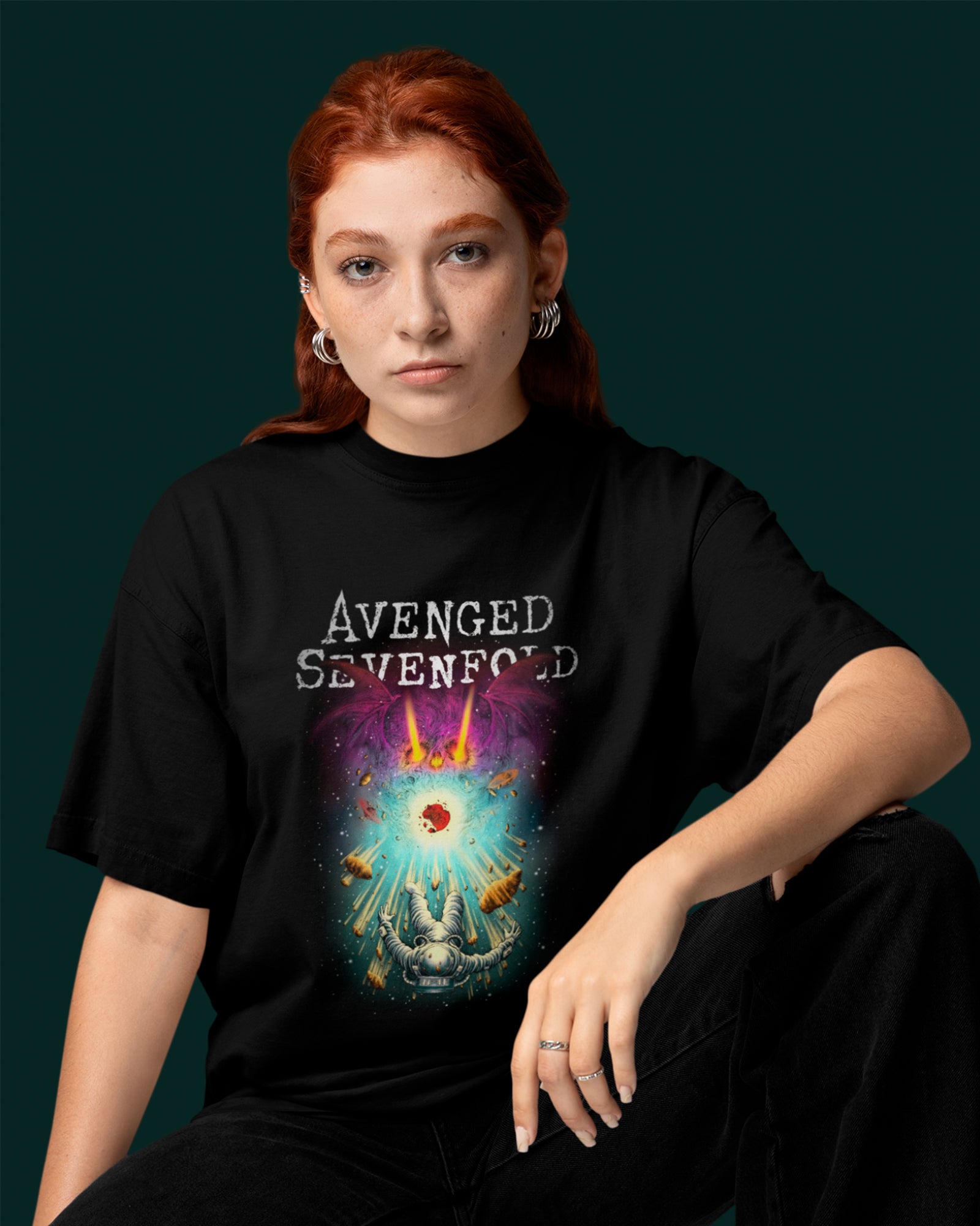 Camiseta Preta Avenged Sevenfold Space