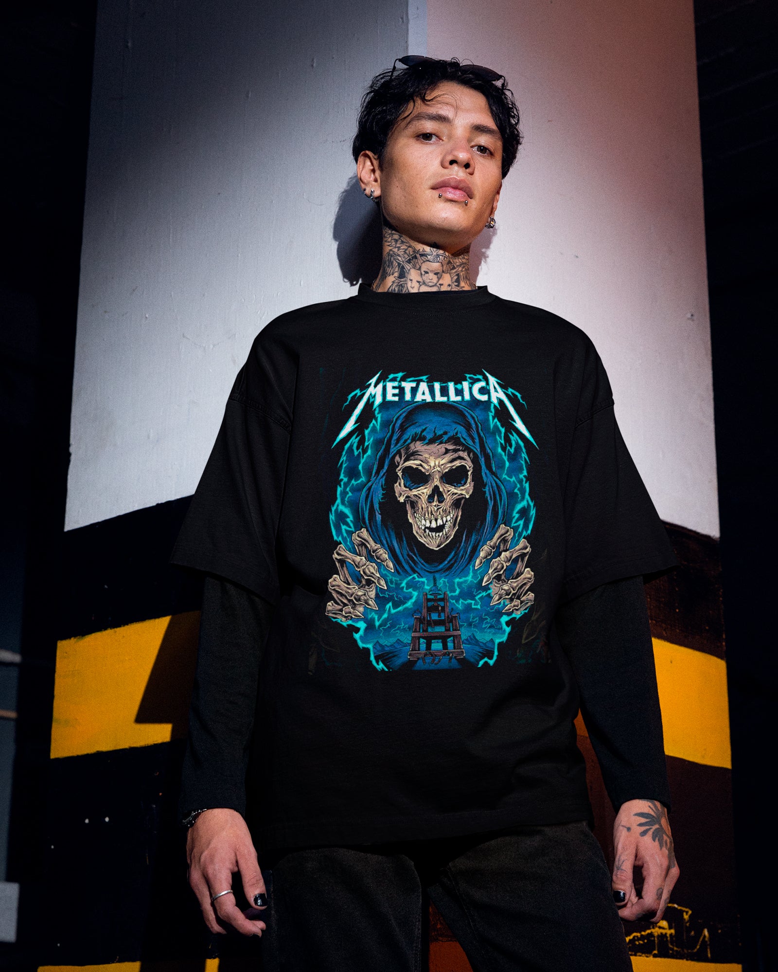 Camiseta Metallica Over Skull Heavy Metal