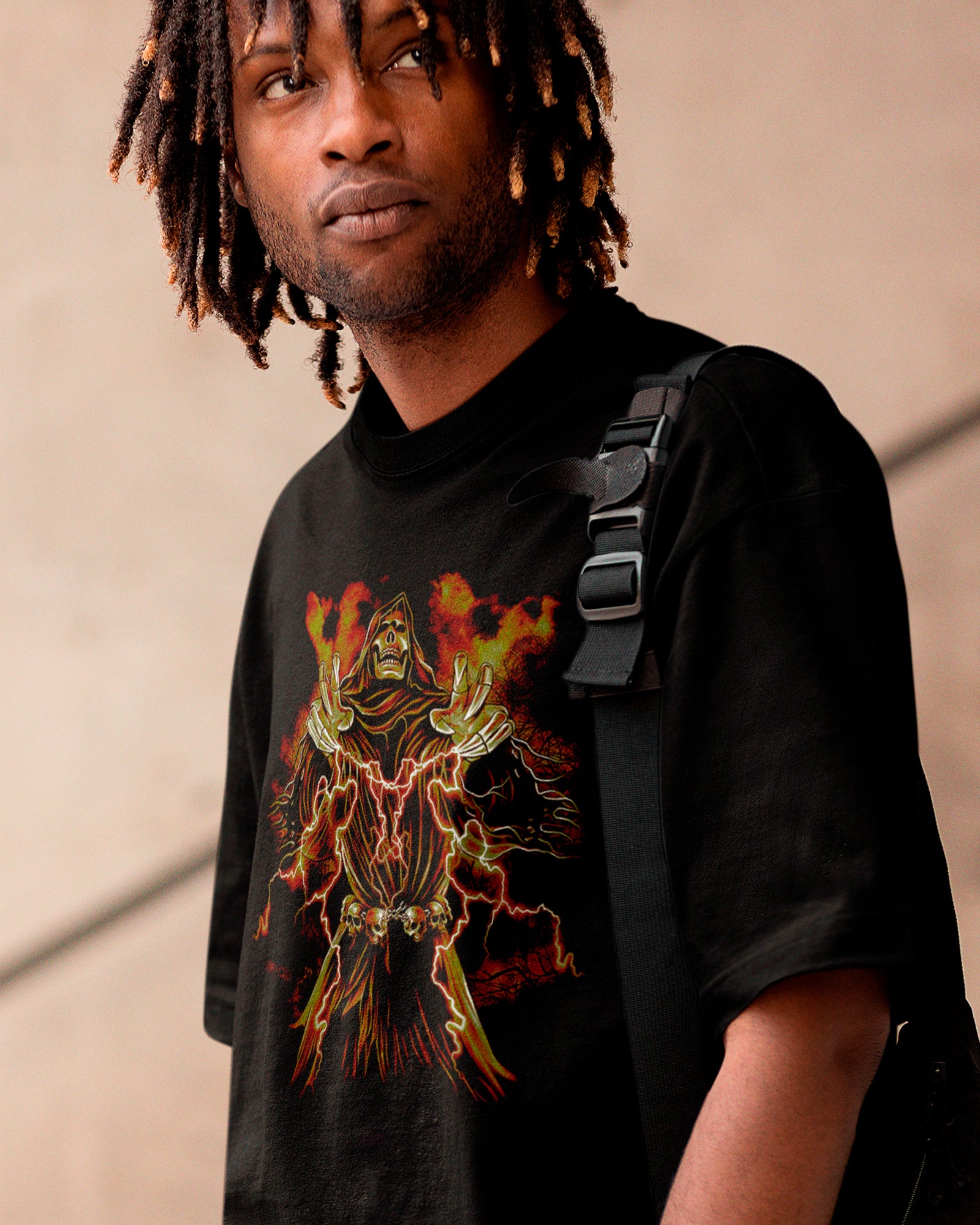 Camiseta Preta Caveira Rain