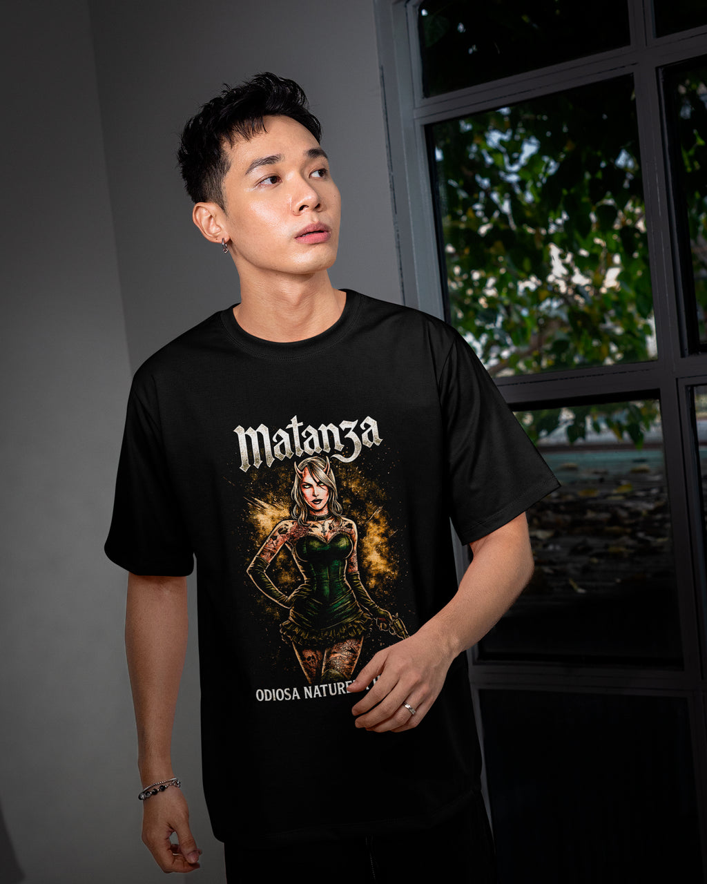 Camiseta Preta Matanza Odiosa Natureza Humana