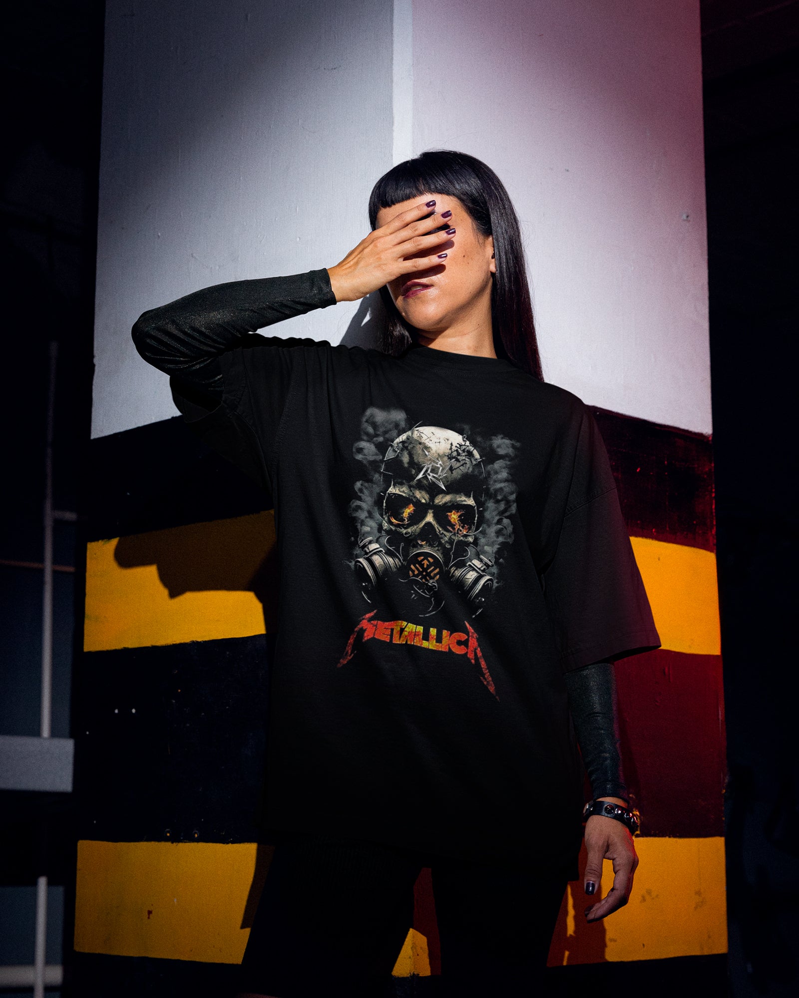 Camiseta Rock Metallica Gas Mask Estampa