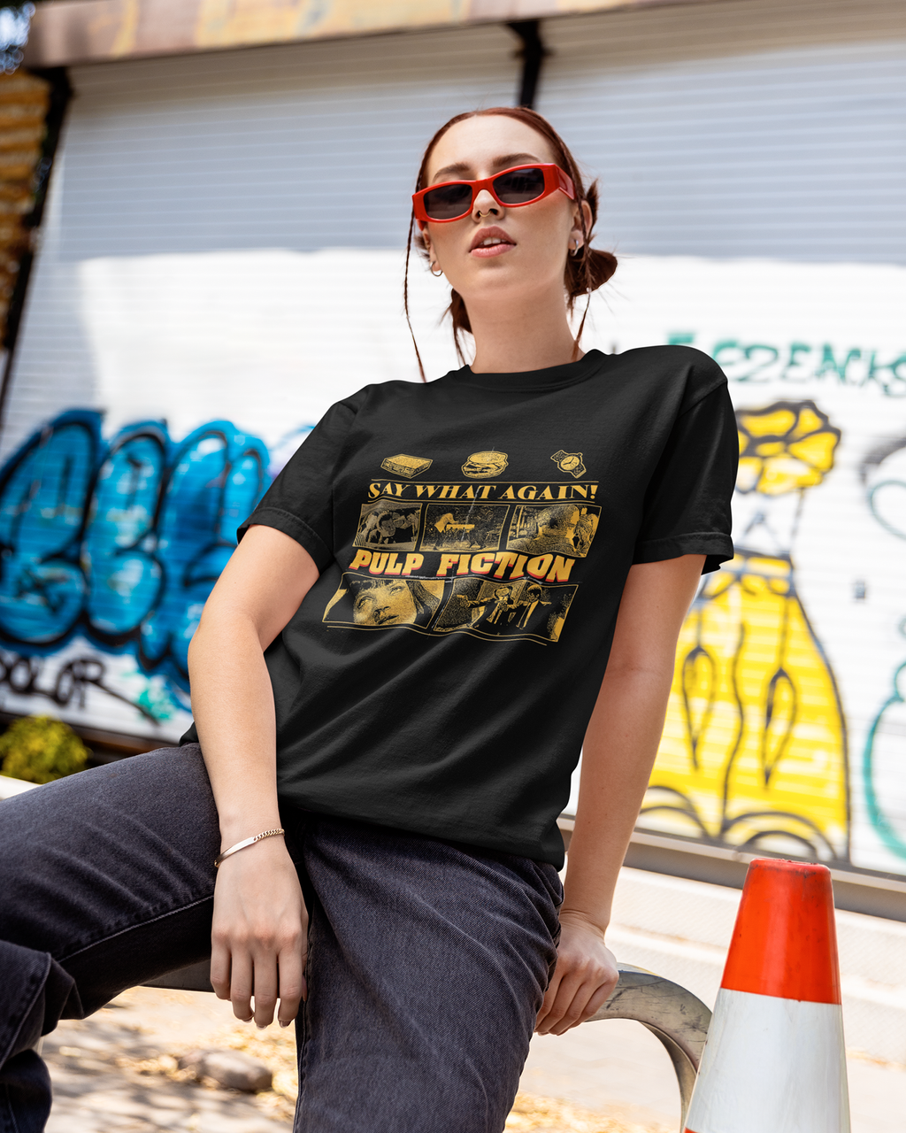 Camiseta Preta Pulp Fiction Say What Again Unissex
