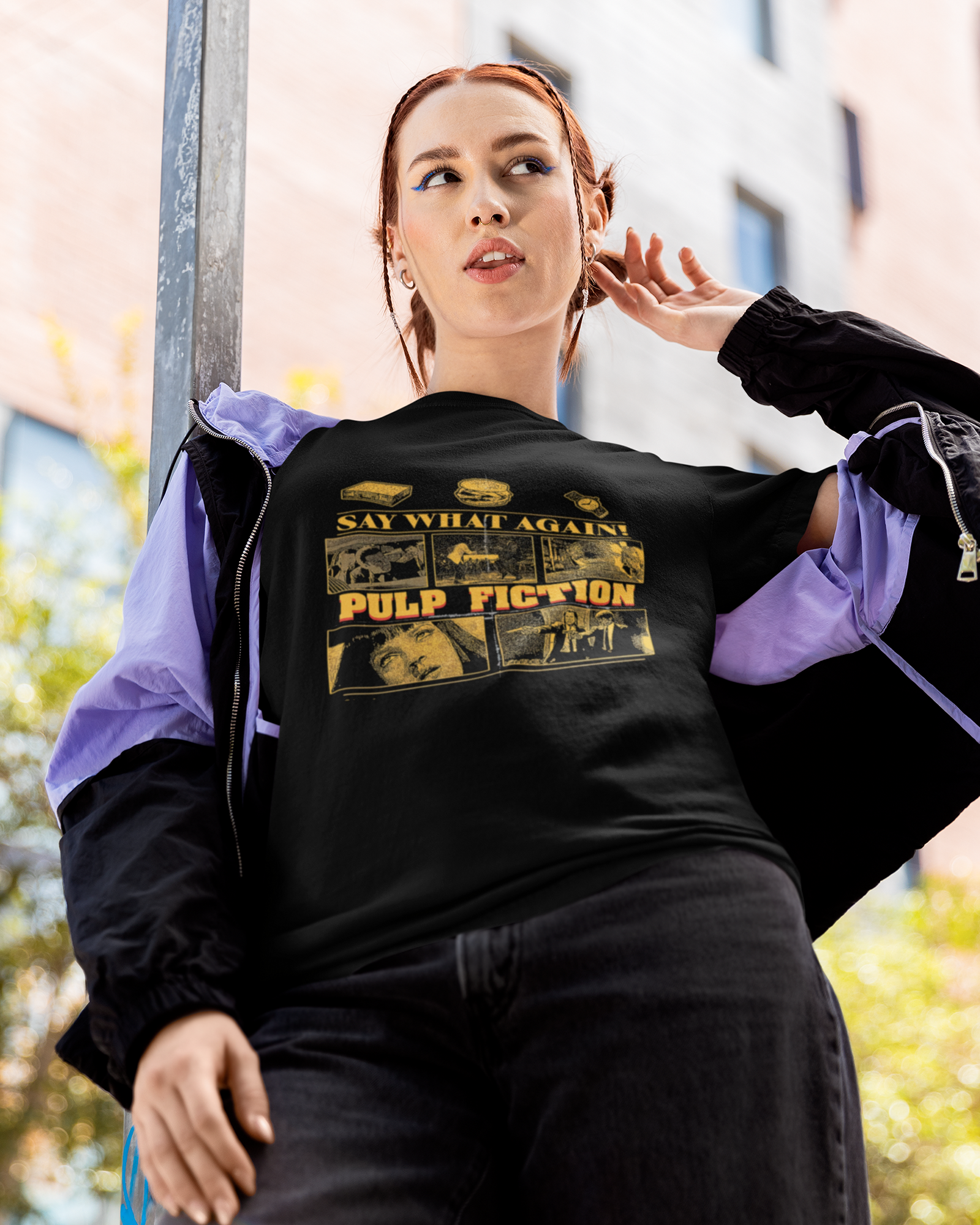 Camiseta Preta Pulp Fiction Say What Again Unissex