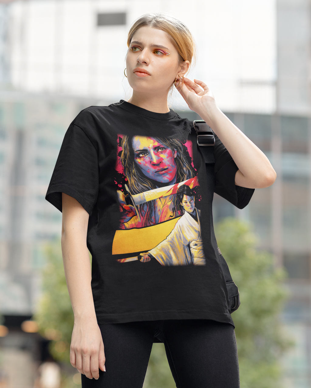 Camiseta Preta Kill Bill Arte Inspirada na Lenda da Katana Unissex