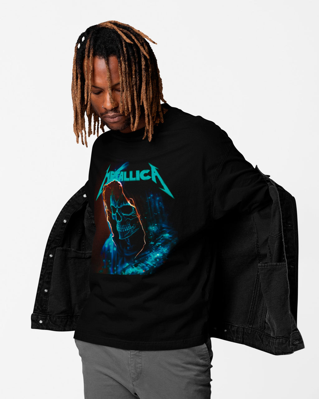 Camiseta Clássica Metallica Blue Skull