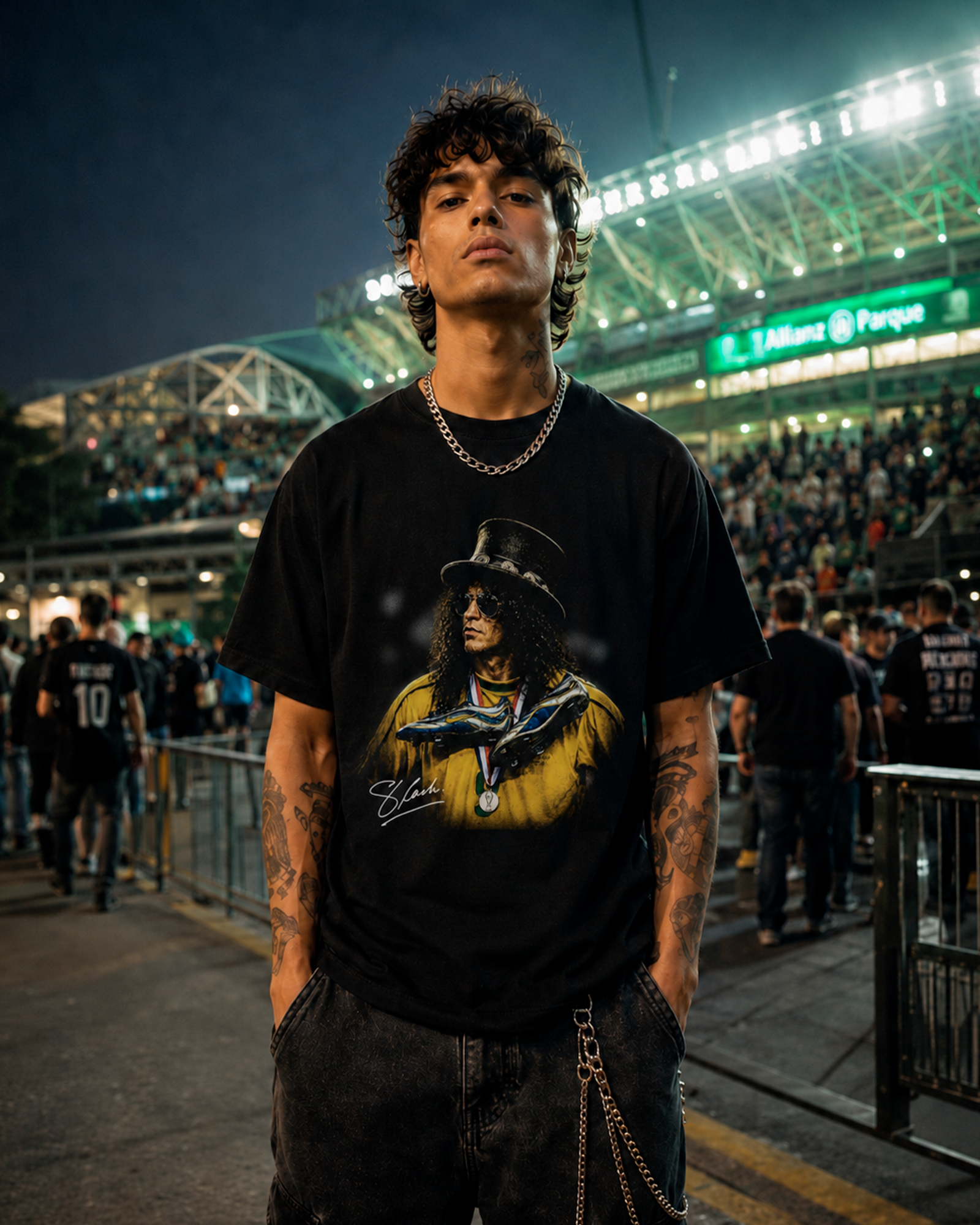Camiseta Preta Slash Quando o Rock Entrou em Campo