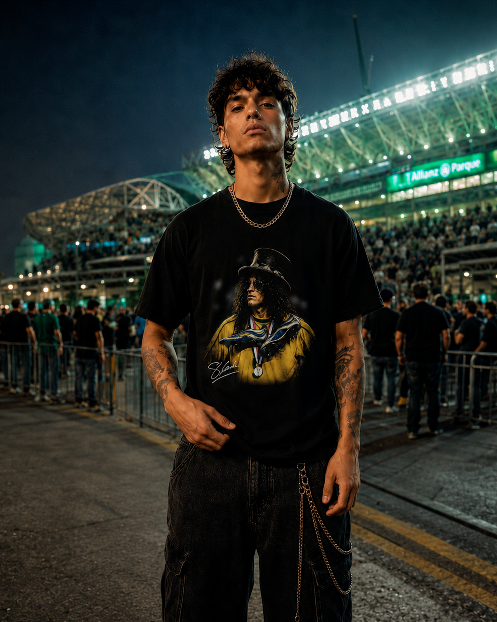 Camiseta Preta Slash Quando o Rock Entrou em Campo