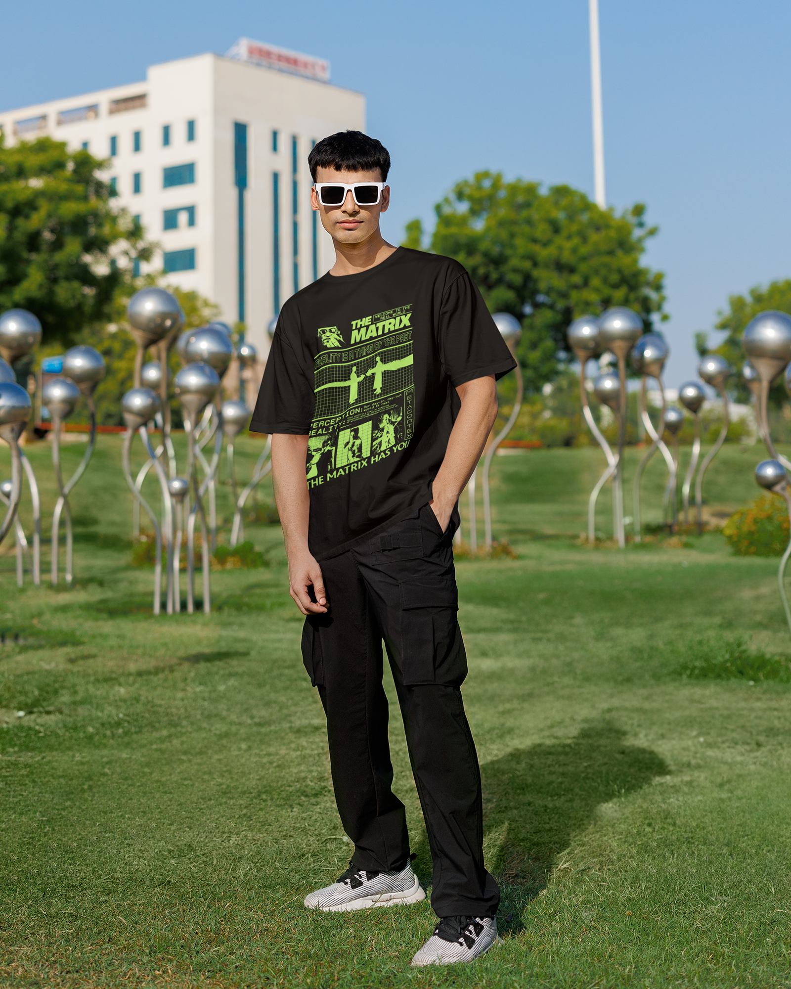 Camiseta Preta Matrix Estampa Inspirada no Clássico de 1999 Unissex