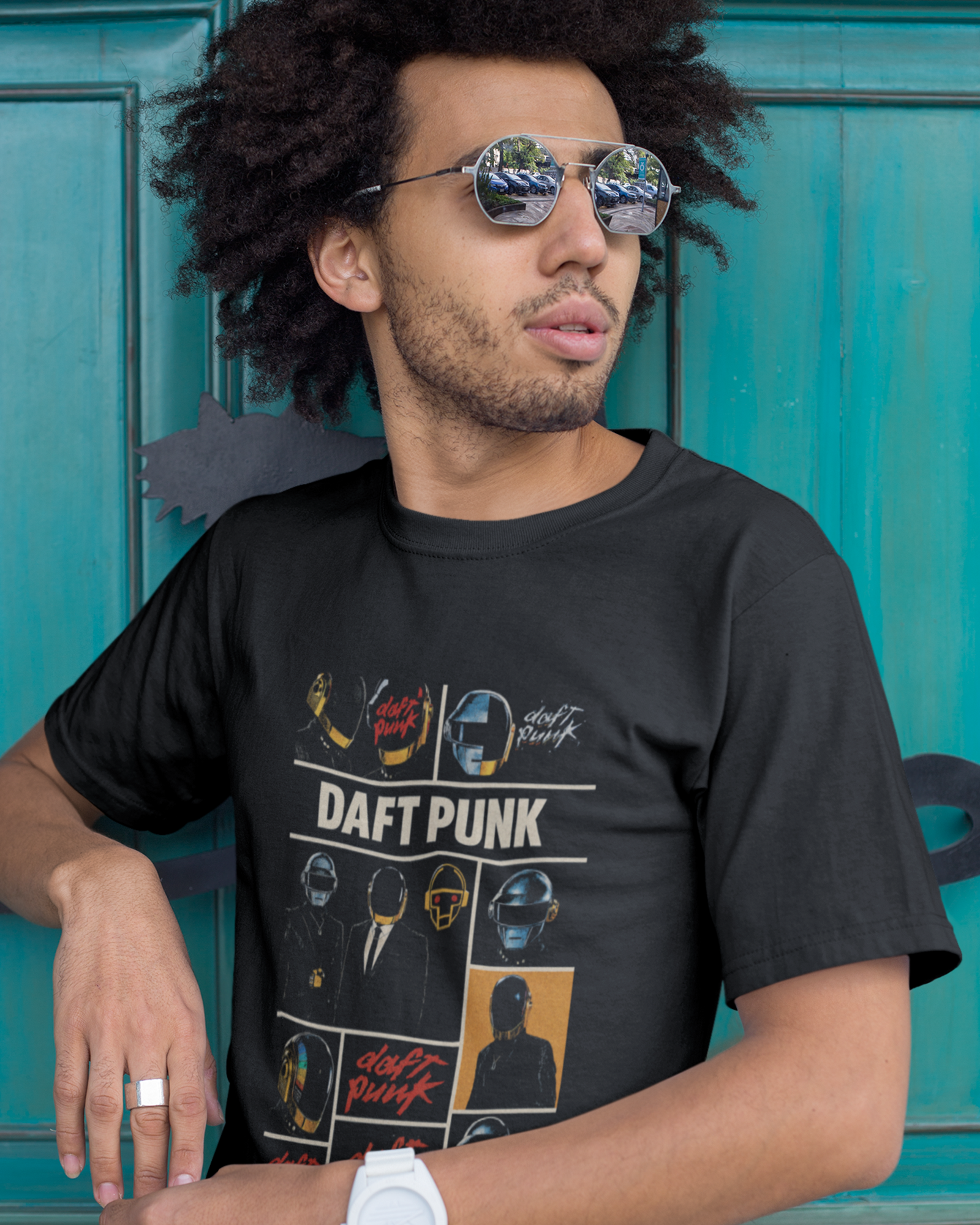 Camiseta Preta Banda Daft Punk Robôs Classic Edition