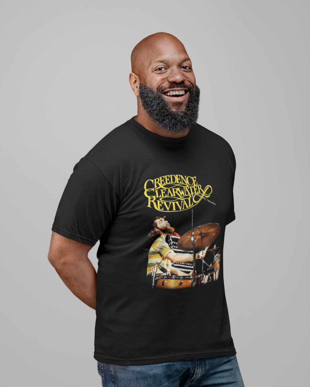 Camiseta Preta Doug Clifford Creedence Clearwater Retrô