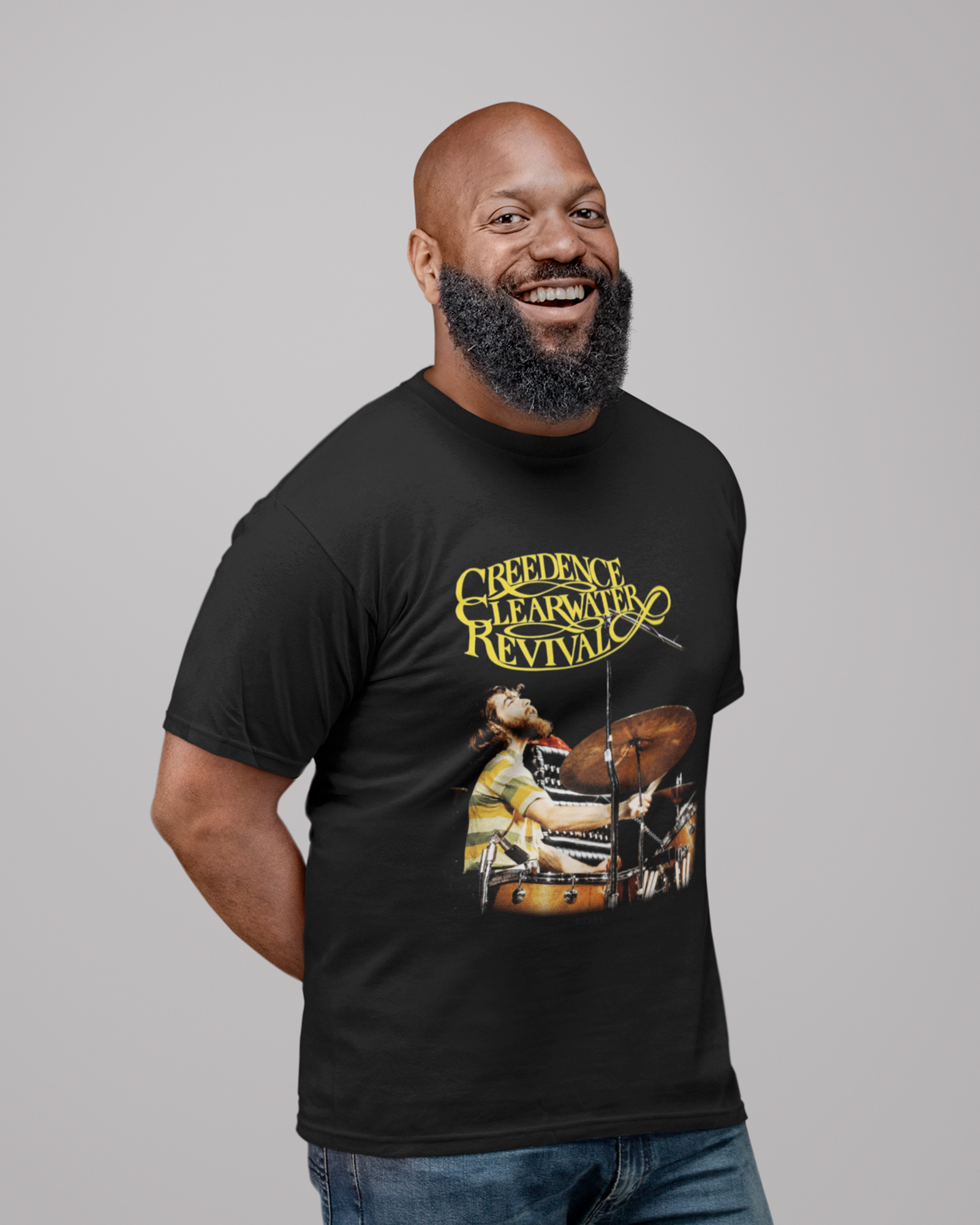 Camiseta Preta Doug Clifford Creedence Clearwater Retrô