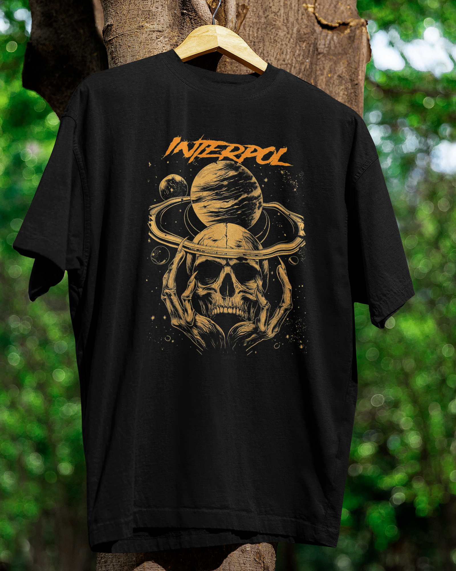 Camiseta Preta Interpol Saturn Skull Ritual