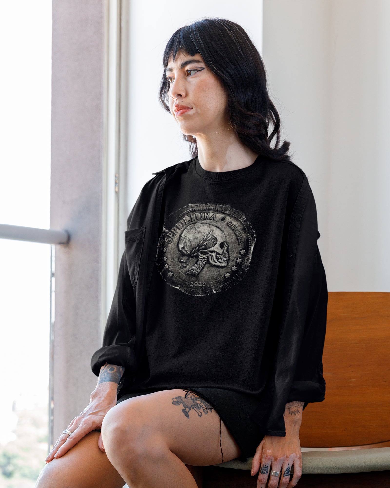 Camiseta Sepultura Quadra Caveira 2020 Preta Estampada