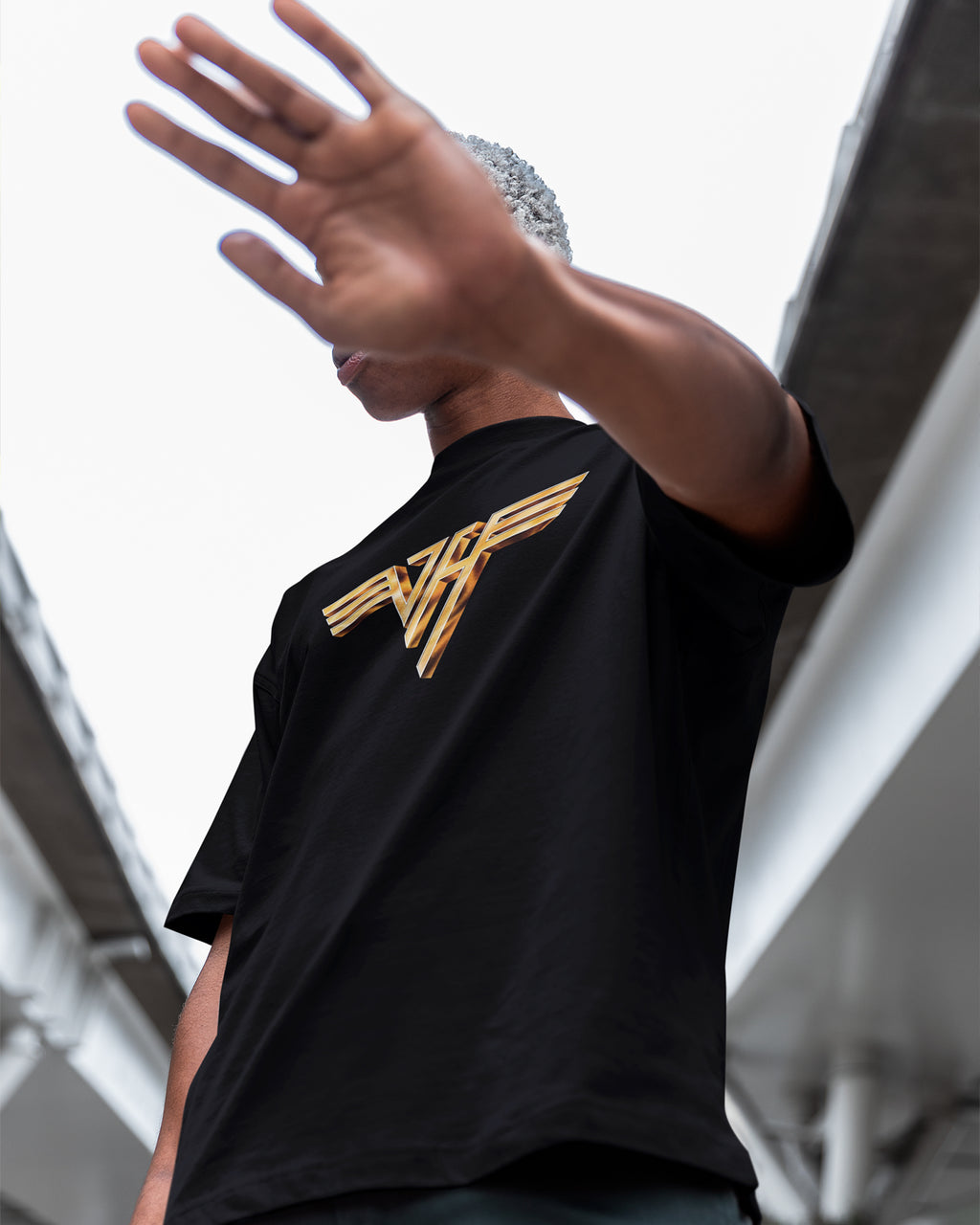 Camiseta Preta Van Halen Logo Dourado Unissex