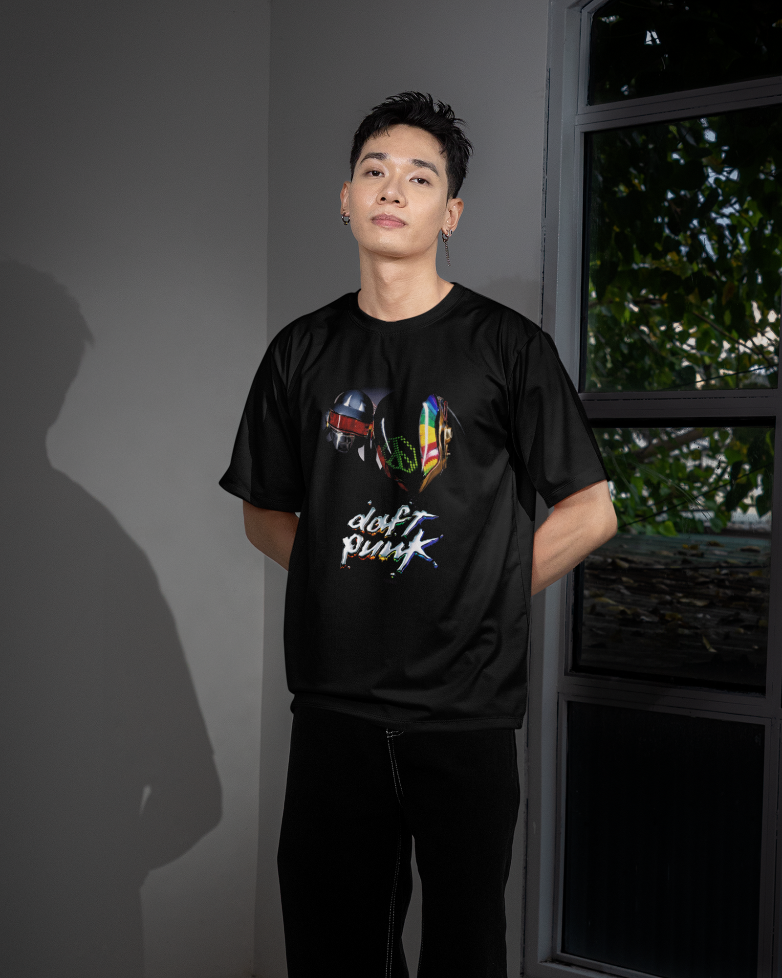 Camiseta Preta Daft Punk Rainbow Circuit