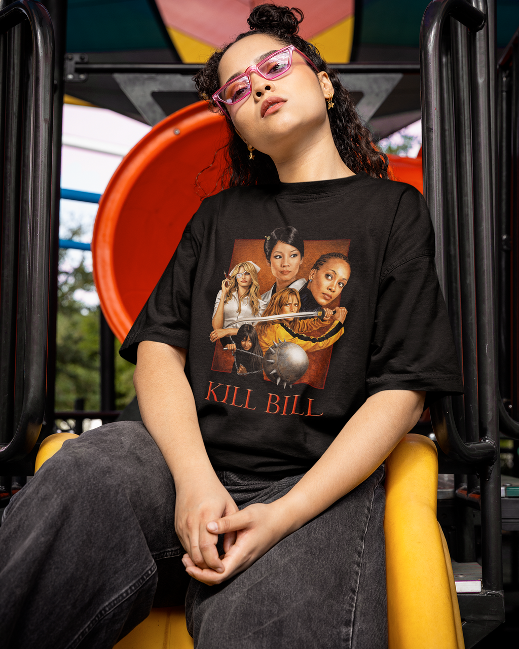 Camiseta Preta Kill Bill: Volume 1  Arte Clássica das Assassinas Unissex