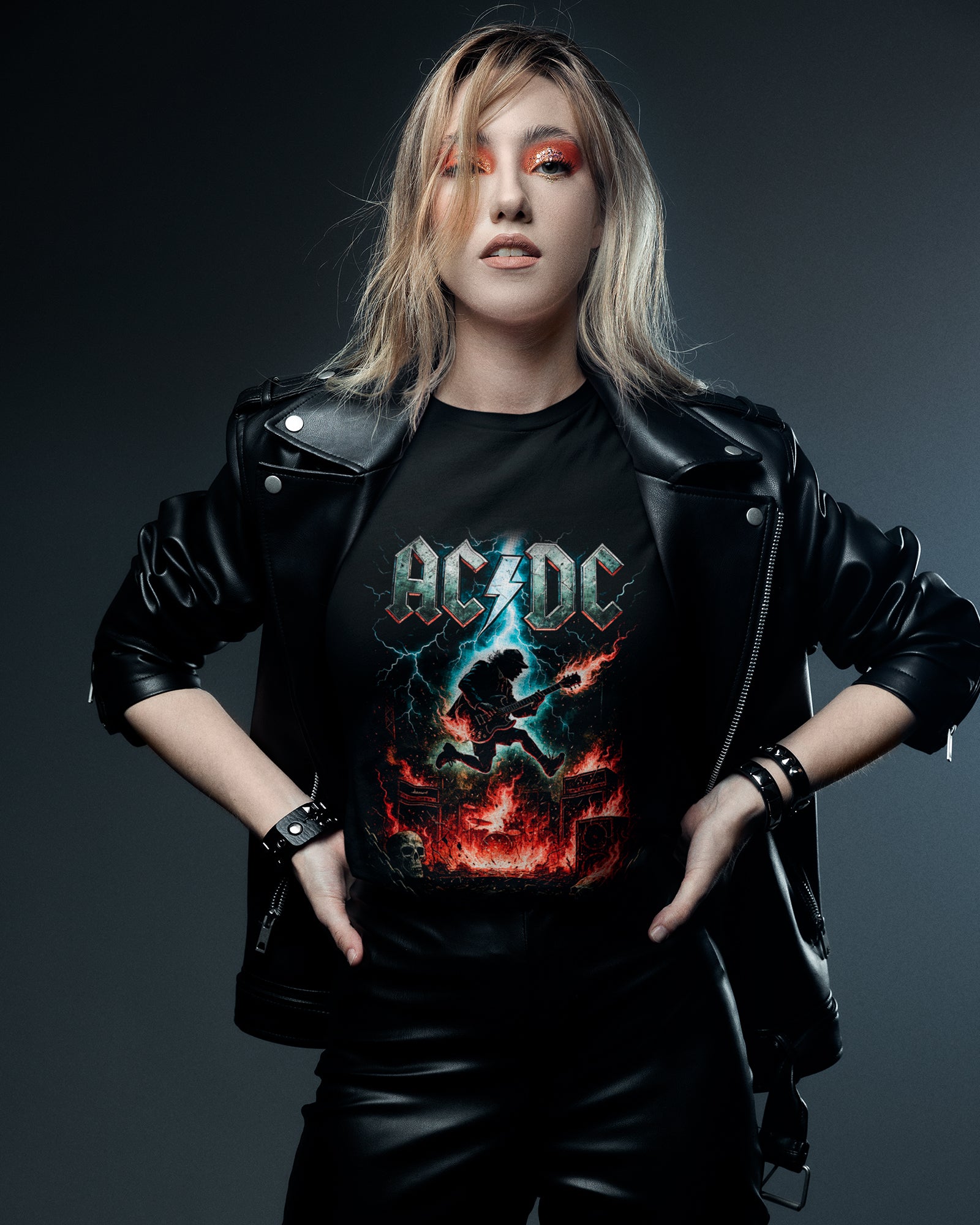 Camiseta Banda AC/DC Angus Young Rain Fire