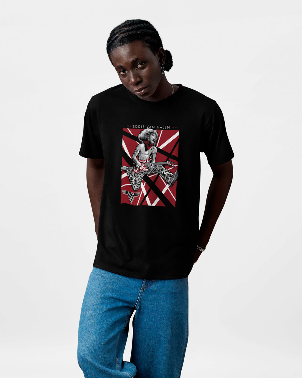 Camiseta Preta Eddie Van Halen Grafismo Clássico