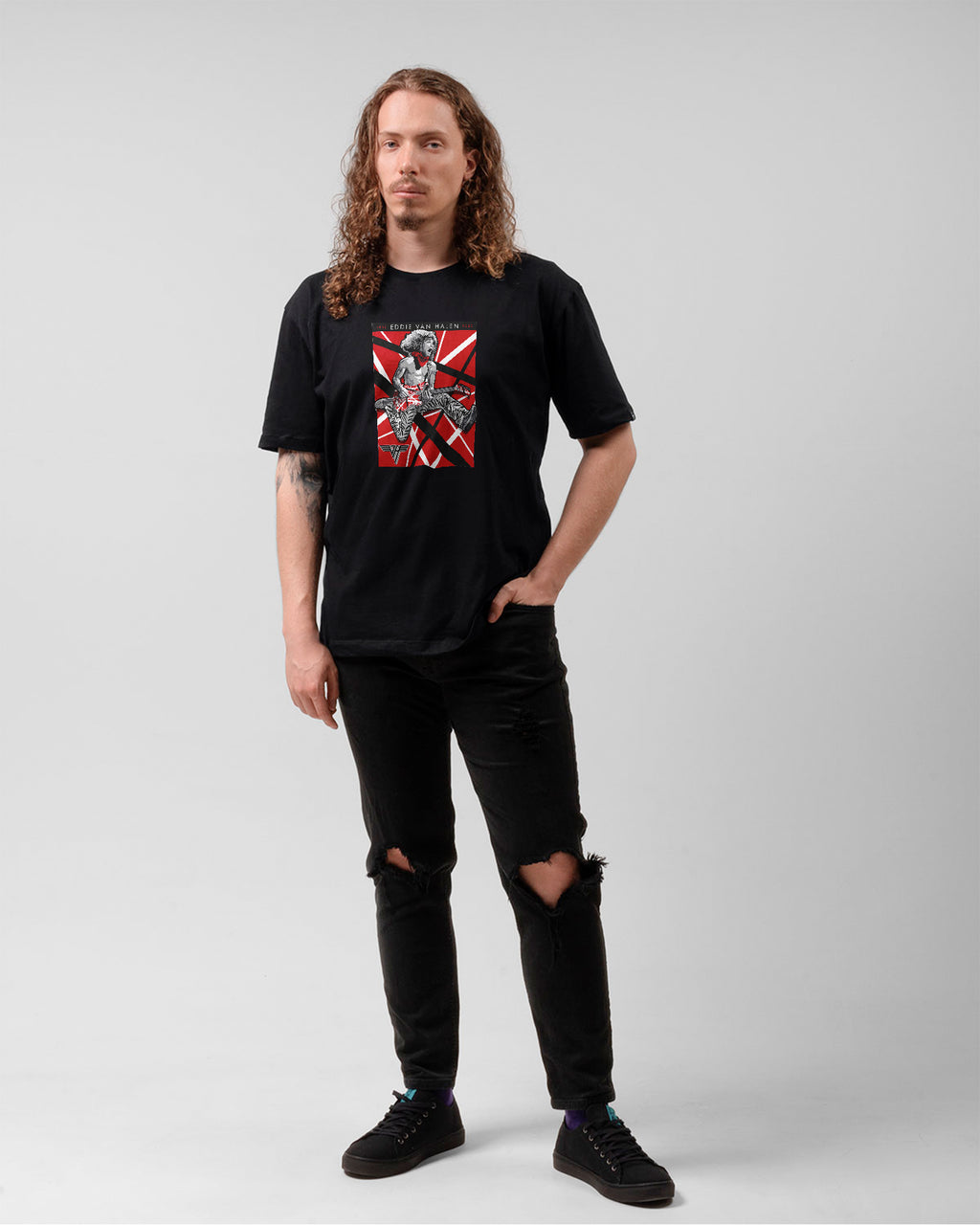 Camiseta Preta Eddie Van Halen Grafismo Clássico