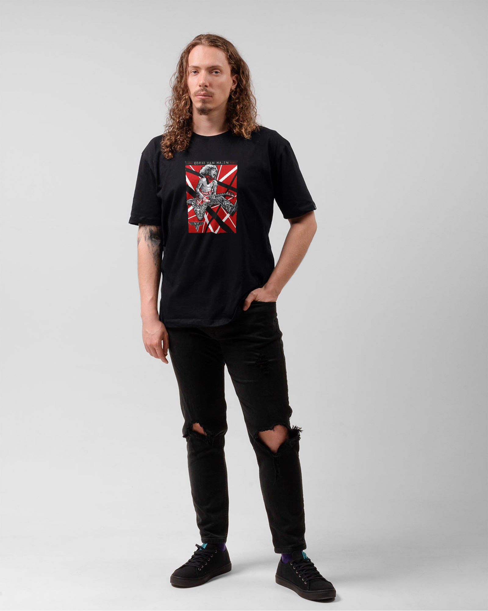 Camiseta Preta Eddie Van Halen Grafismo Clássico