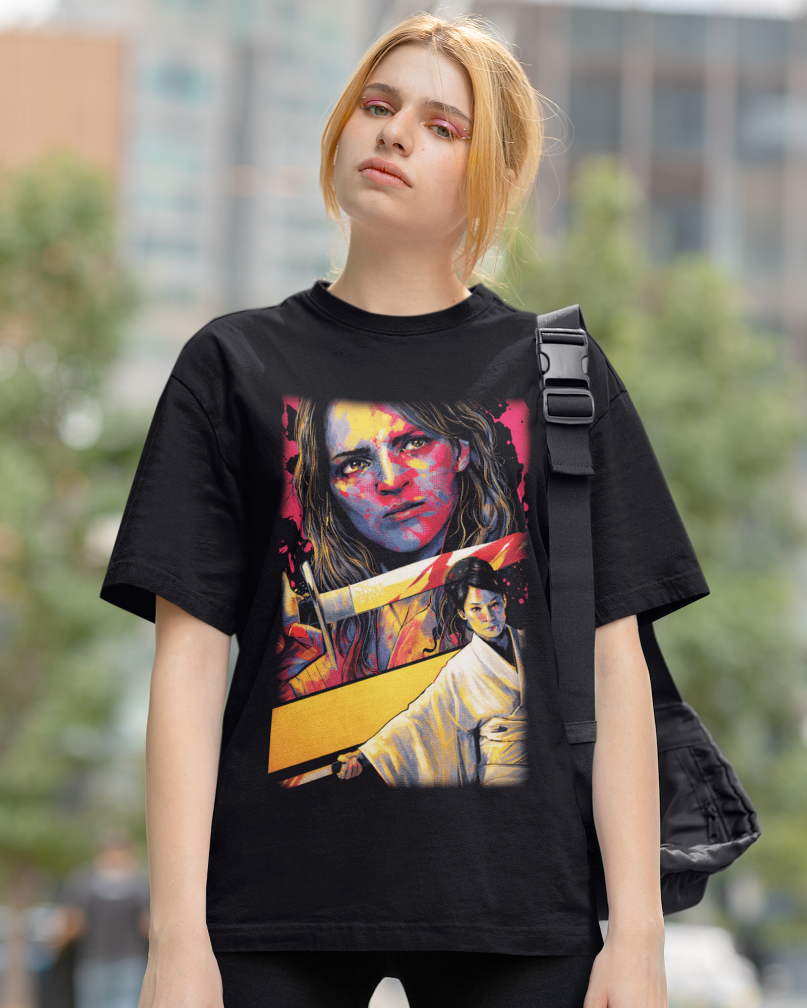Camiseta Preta Kill Bill Arte Inspirada na Lenda da Katana Unissex