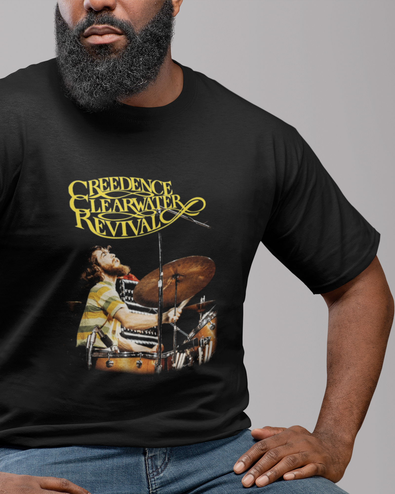 Camiseta Preta Doug Clifford Creedence Clearwater Retrô