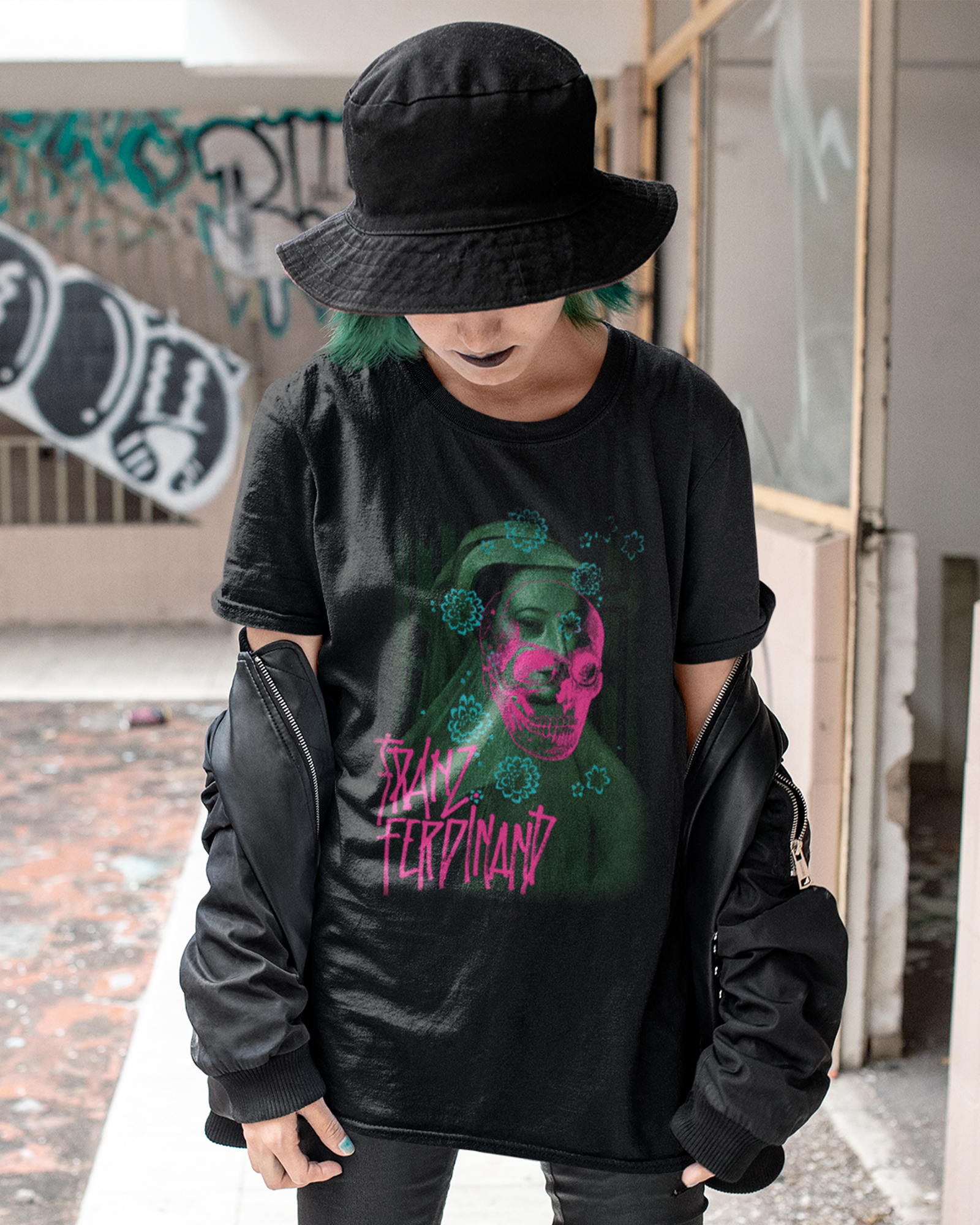 Camiseta Preta Franz Ferdinand Skullwave Edition