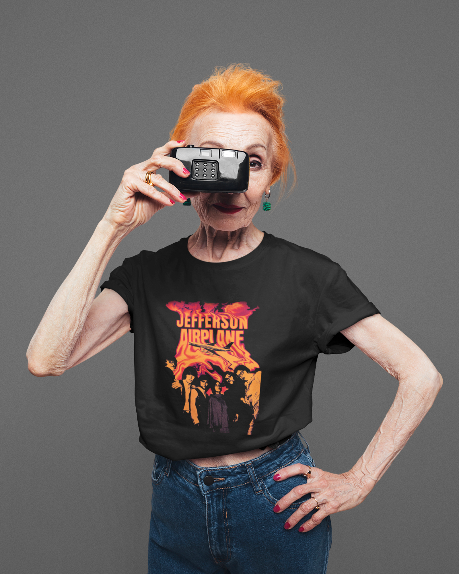 Camiseta Preta Jefferson Airplane Psicodélica Orange Frequency