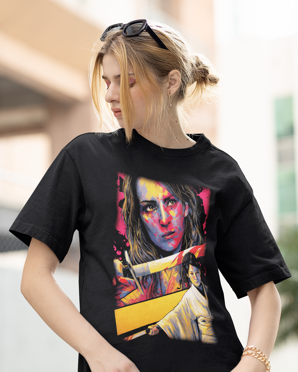 Camiseta Preta Kill Bill Arte Inspirada na Lenda da Katana Unissex