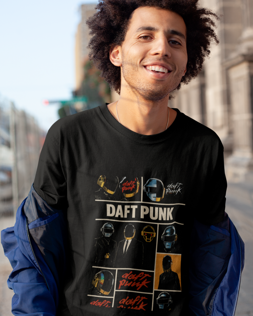 Camiseta Preta Banda Daft Punk Robôs Classic Edition